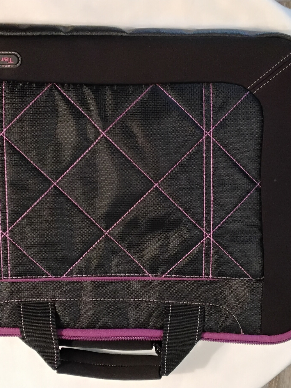 Targus 15" Laptop Slipcase Modern Black Purple Cross Stich Design
